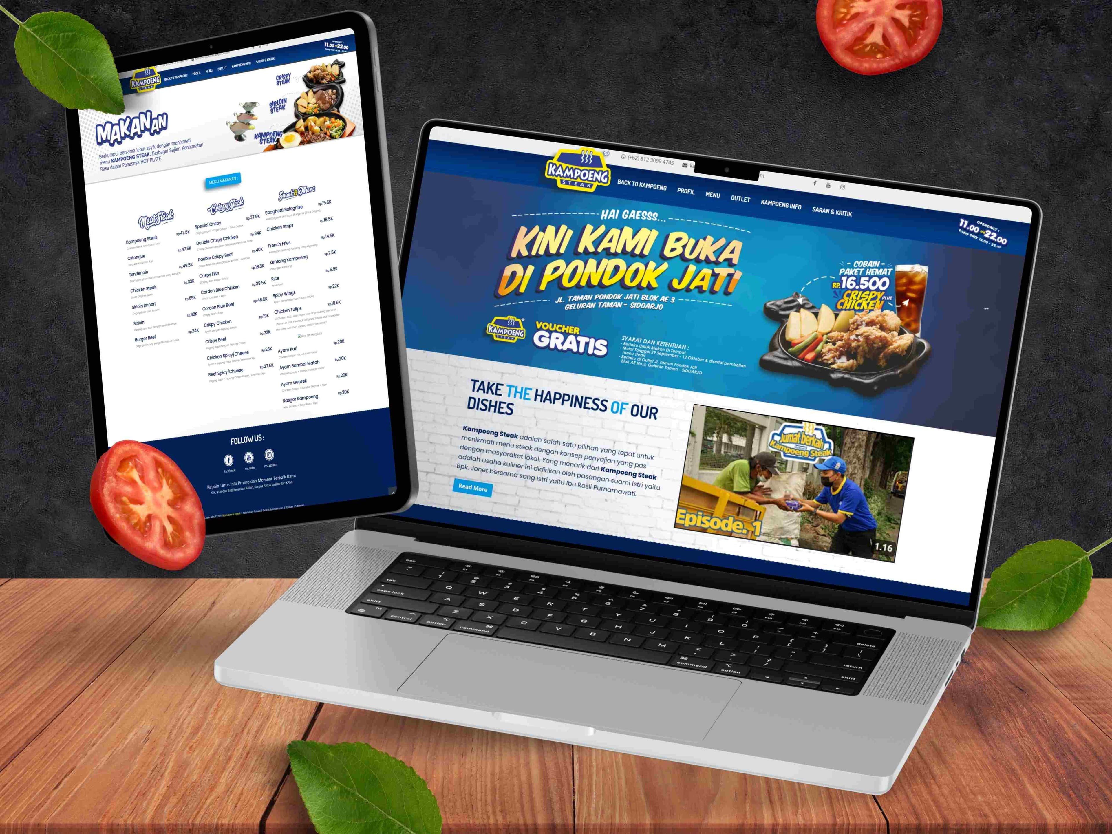 Improving Kampoeng Steak's reputation and identity with Contemporary and Inspirational UI design